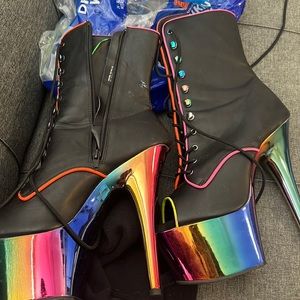 Pleaser boots mulitcolor heel and black
